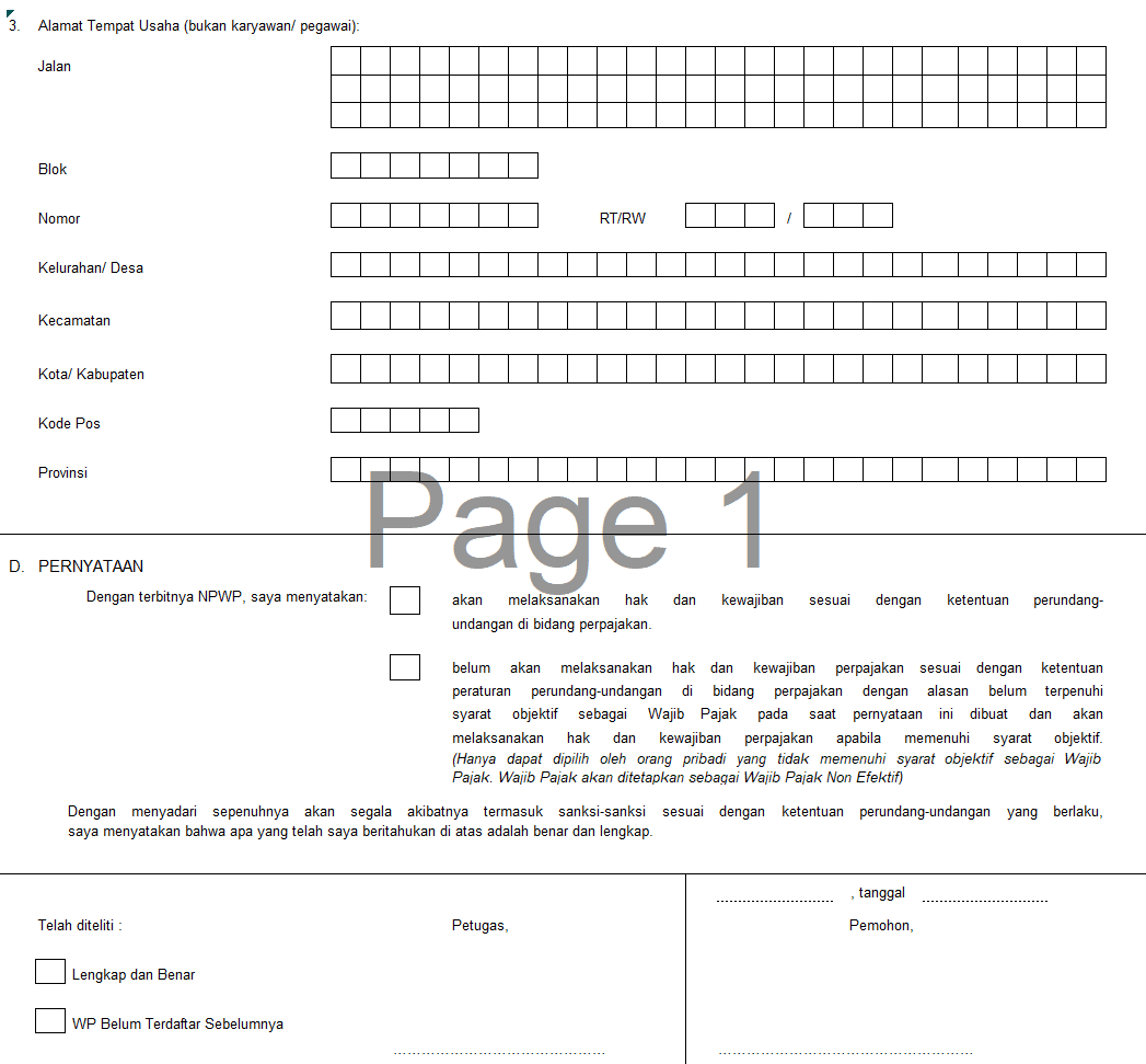 Detail Contoh Surat Permohonan Pembuatan Npwp Pribadi Nomer 25