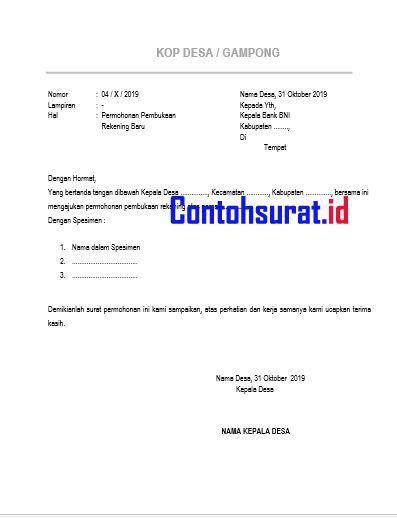 Detail Contoh Surat Permohonan Pembuatan Rekening Nomer 41