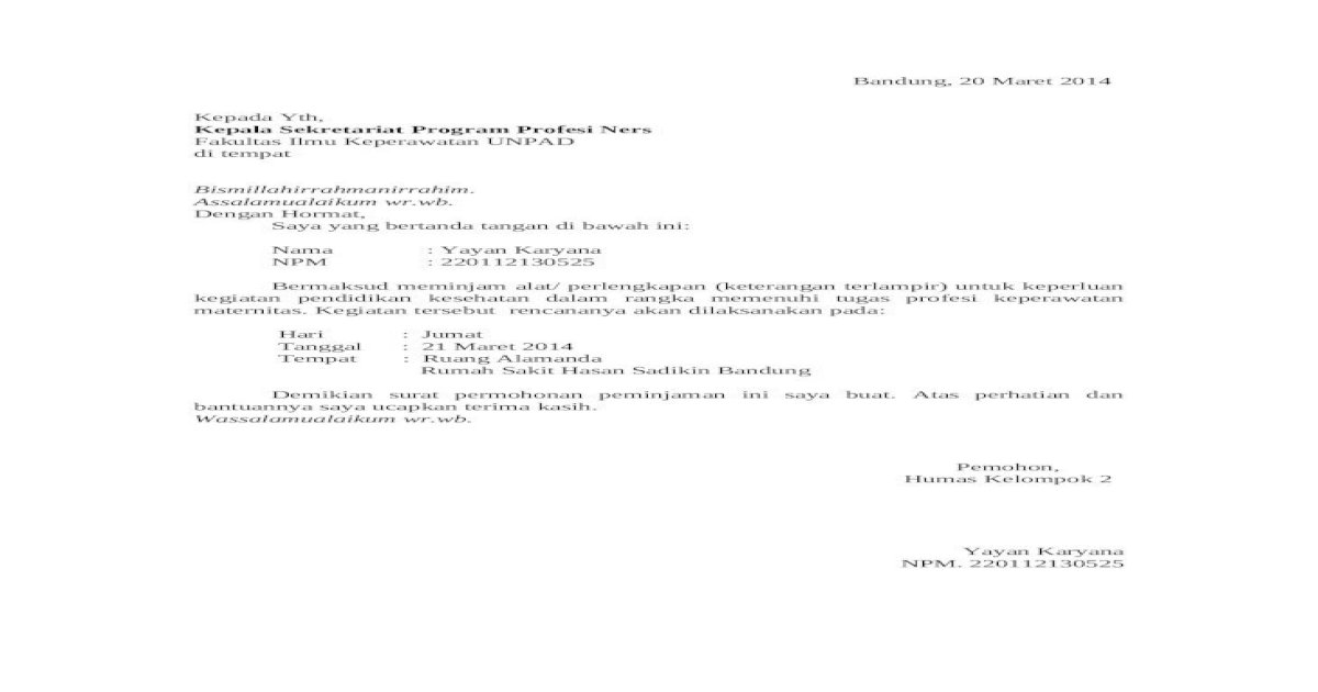 Detail Contoh Surat Permohonan Peminjaman Alat Nomer 54