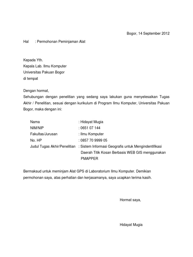 Detail Contoh Surat Permohonan Peminjaman Barang Nomer 36