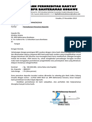 Detail Contoh Surat Permohonan Pencairan Dana Deposito Nomer 16