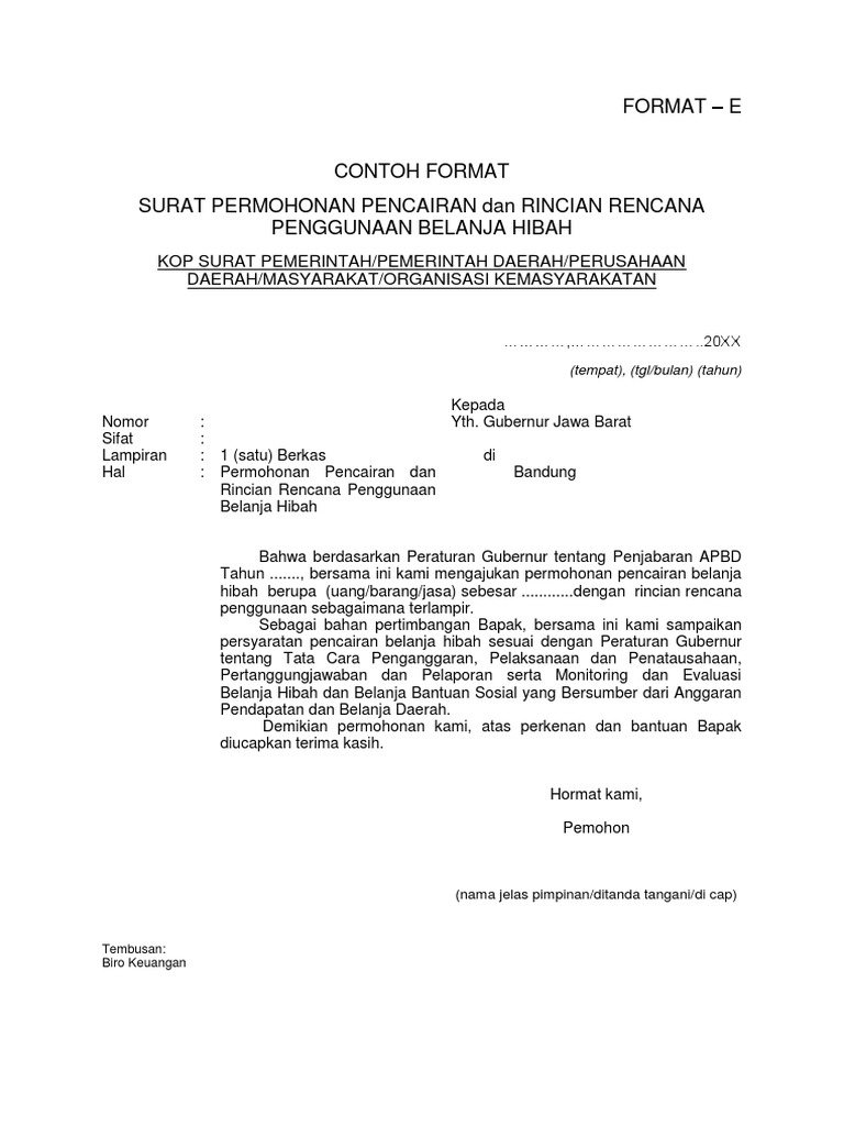 Detail Contoh Surat Permohonan Pencairan Dana Hibah Nomer 2