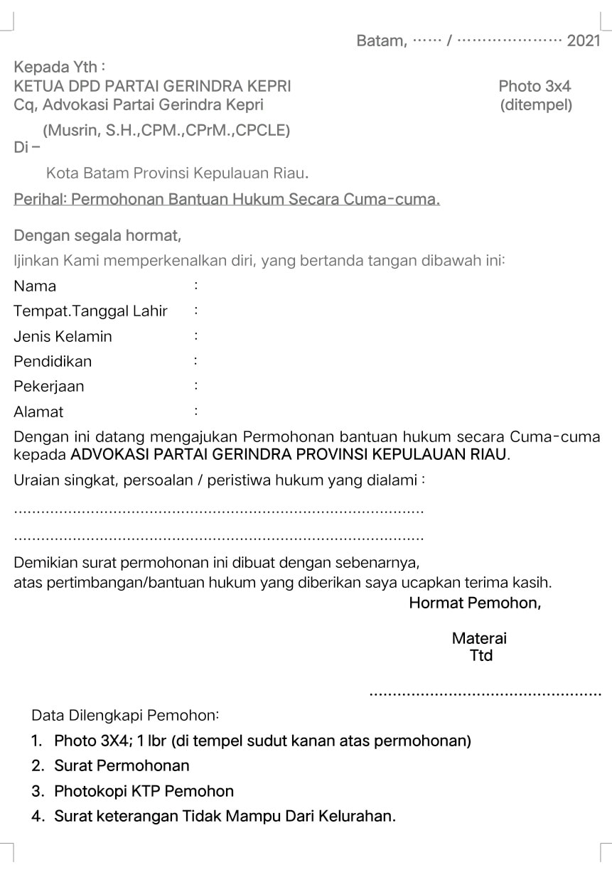 Detail Contoh Surat Permohonan Pendampingan Hukum Nomer 49