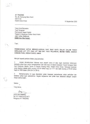 Contoh Surat Permohonan Penebangan Pokok Oleh Mpsp