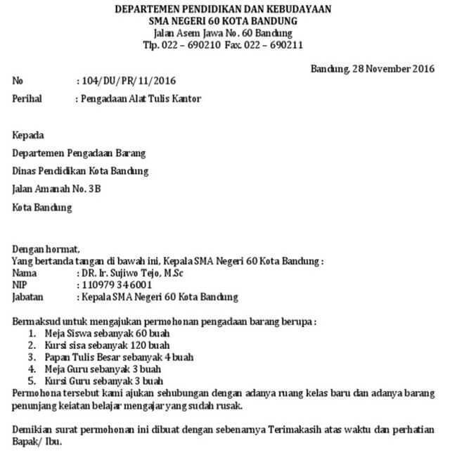 Detail Contoh Surat Permohonan Pengadaan Barang Kantor Nomer 6