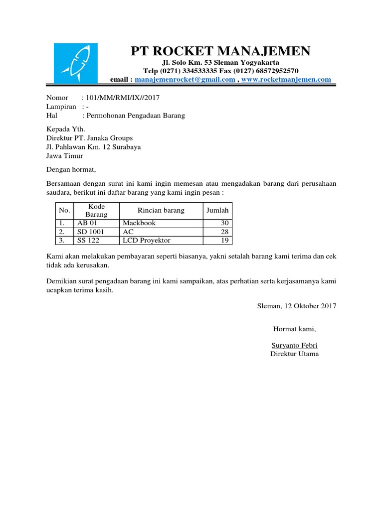 Detail Contoh Surat Permohonan Pengadaan Komputer Nomer 17