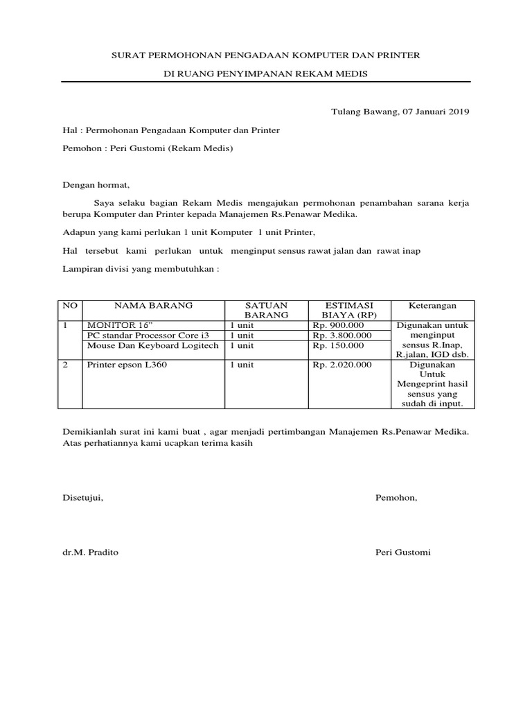 Detail Contoh Surat Permohonan Pengadaan Komputer Nomer 8