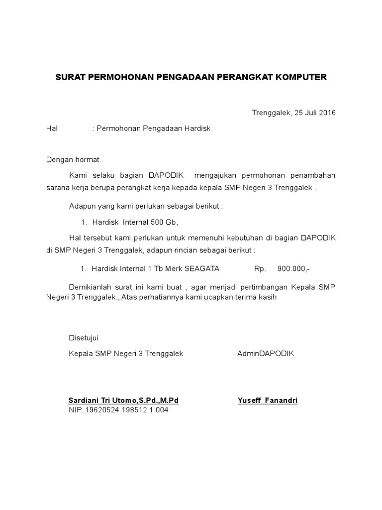 Detail Contoh Surat Permohonan Pengadaan Komputer Nomer 10