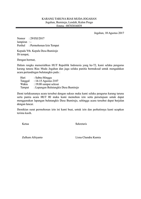 Detail Contoh Surat Permohonan Pengajuan Nomer 3