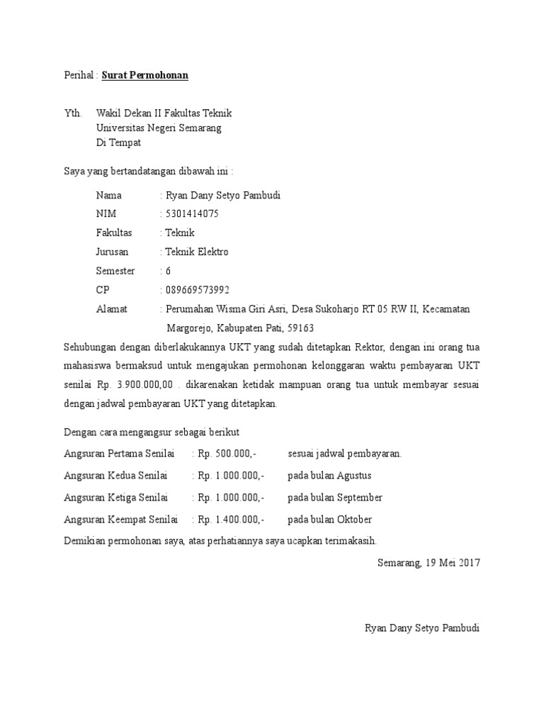 Detail Contoh Surat Permohonan Pengajuan Nomer 58