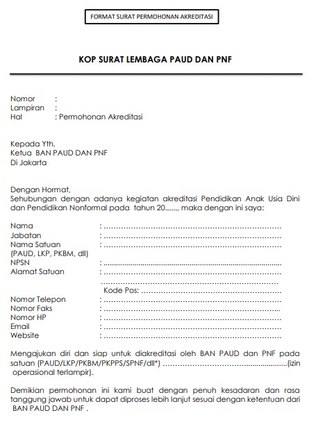 Detail Contoh Surat Permohonan Pengajuan Akreditasi Sekolah Nomer 12