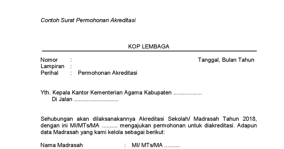 Detail Contoh Surat Permohonan Pengajuan Akreditasi Sekolah Nomer 17