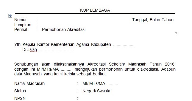 Detail Contoh Surat Permohonan Pengajuan Akreditasi Sekolah Nomer 7