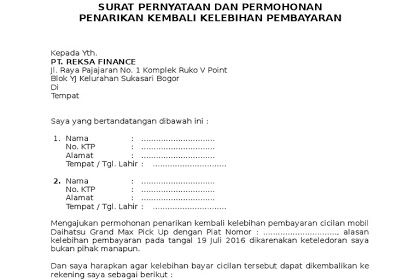 Detail Contoh Surat Permohonan Pengembalian Kelebihan Pembayaran Nomer 16