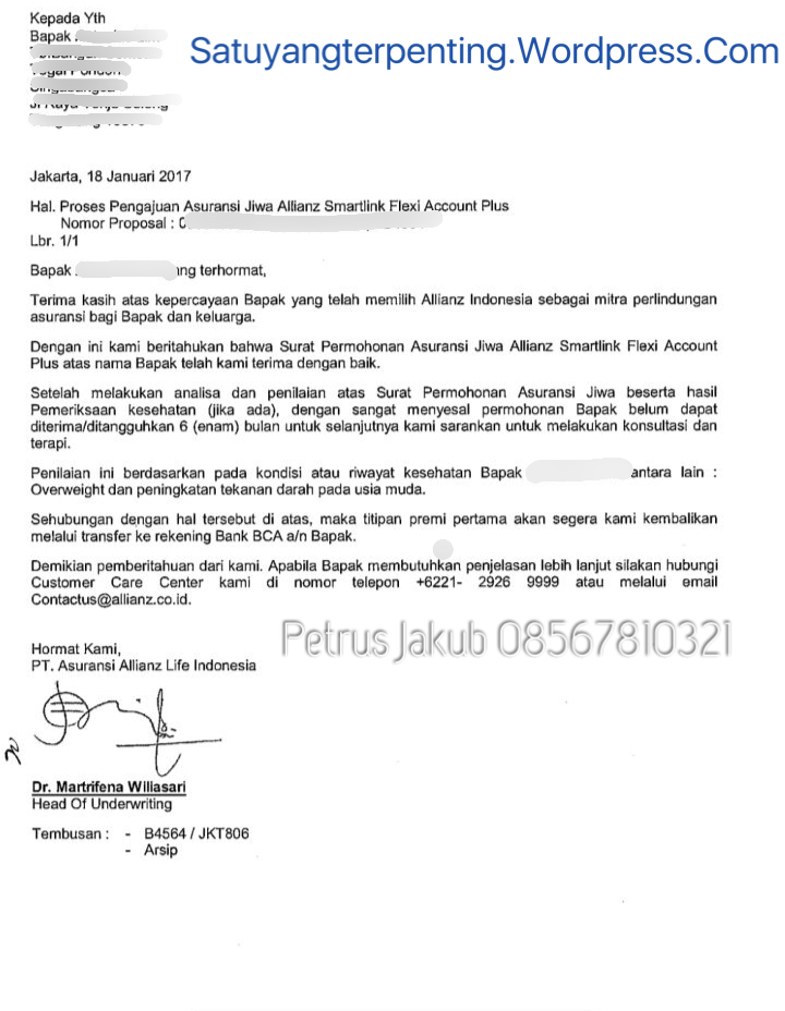 Detail Contoh Surat Permohonan Pengembalian Premi Asuransi Nomer 12