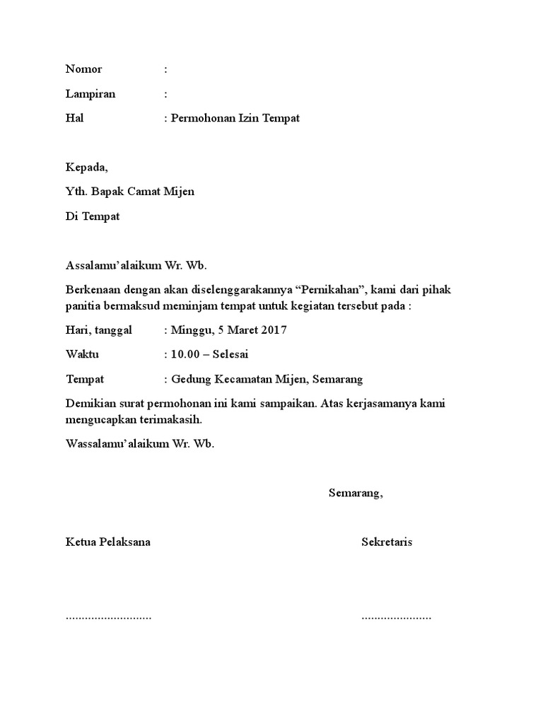 Detail Contoh Surat Permohonan Penggunaan Tempat Nomer 20