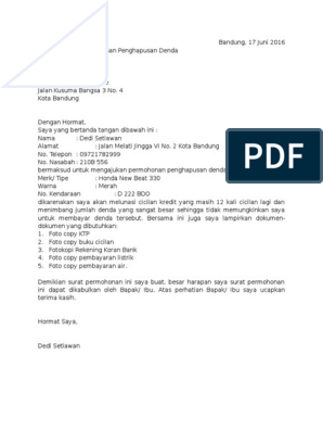 Detail Contoh Surat Permohonan Penghapusan Denda Bank Nomer 3