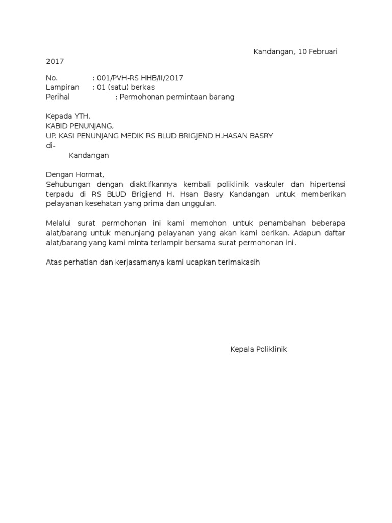 Contoh Surat Permohonan Pengiriman Barang - KibrisPDR