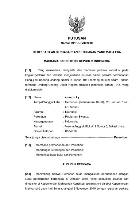 Detail Contoh Surat Permohonan Pengujian Uu Ke Mk Nomer 21