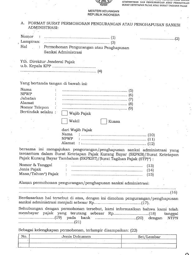 Detail Contoh Surat Permohonan Pengurangan Atau Penghapusan Sanksi Administrasi Nomer 2