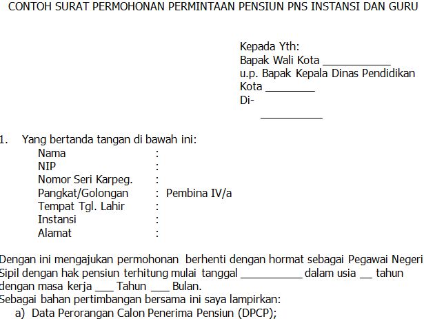 Detail Contoh Surat Permohonan Pensiun Pns Nomer 19