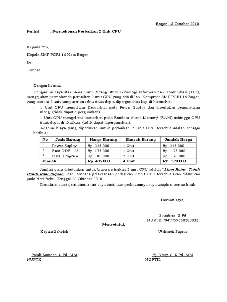 Detail Contoh Surat Permohonan Perbaikan Ac Nomer 3