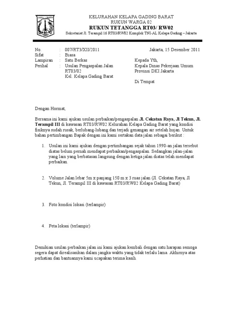 Detail Contoh Surat Permohonan Perbaikan Saluran Air Nomer 13
