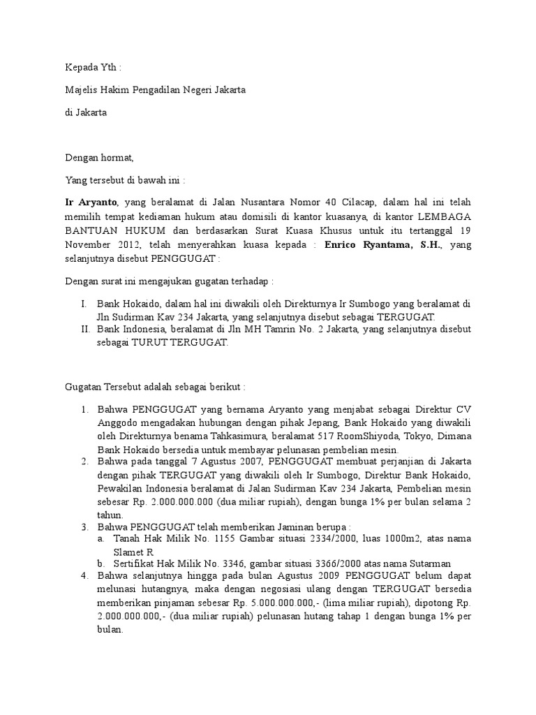 Detail Contoh Surat Permohonan Perdata Nomer 12