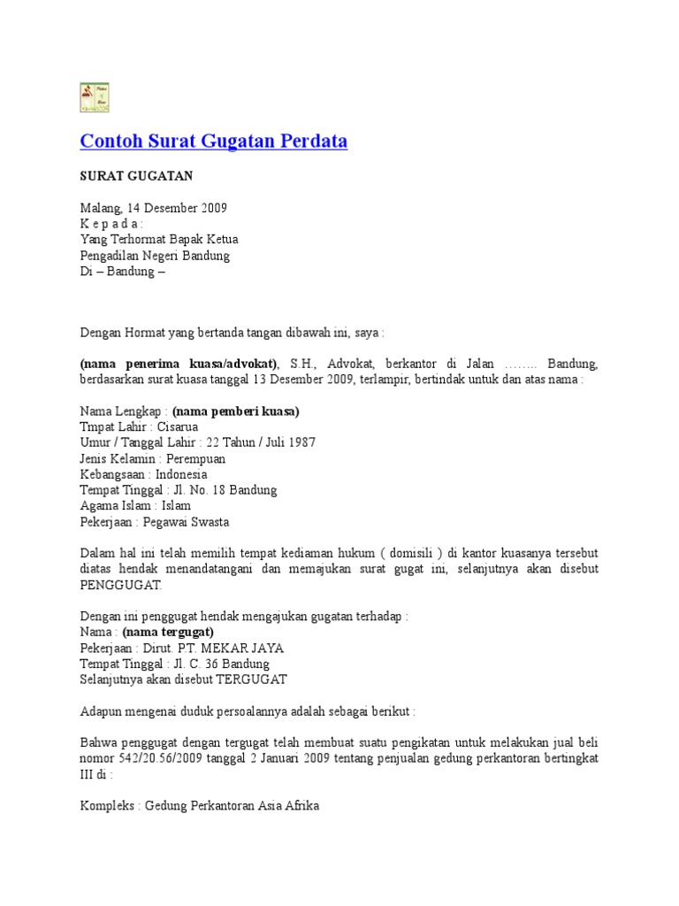 Detail Contoh Surat Permohonan Perdata Nomer 13