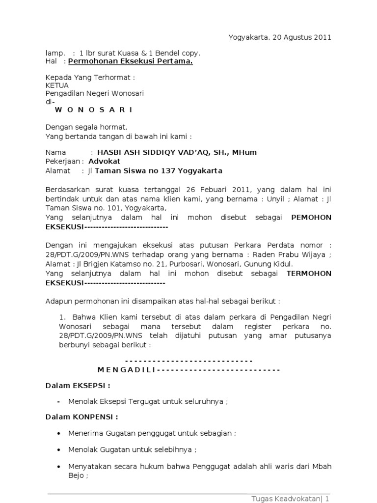 Detail Contoh Surat Permohonan Perdata Nomer 20