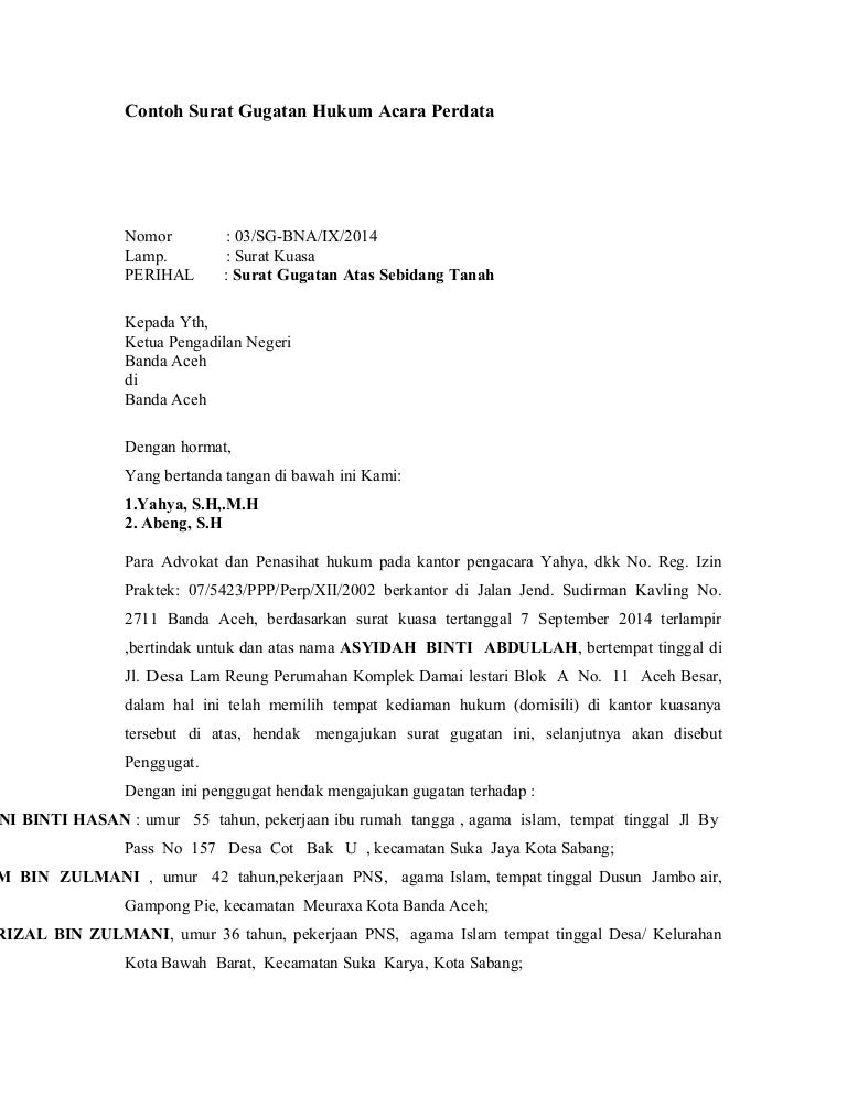 Detail Contoh Surat Permohonan Perdata Nomer 4