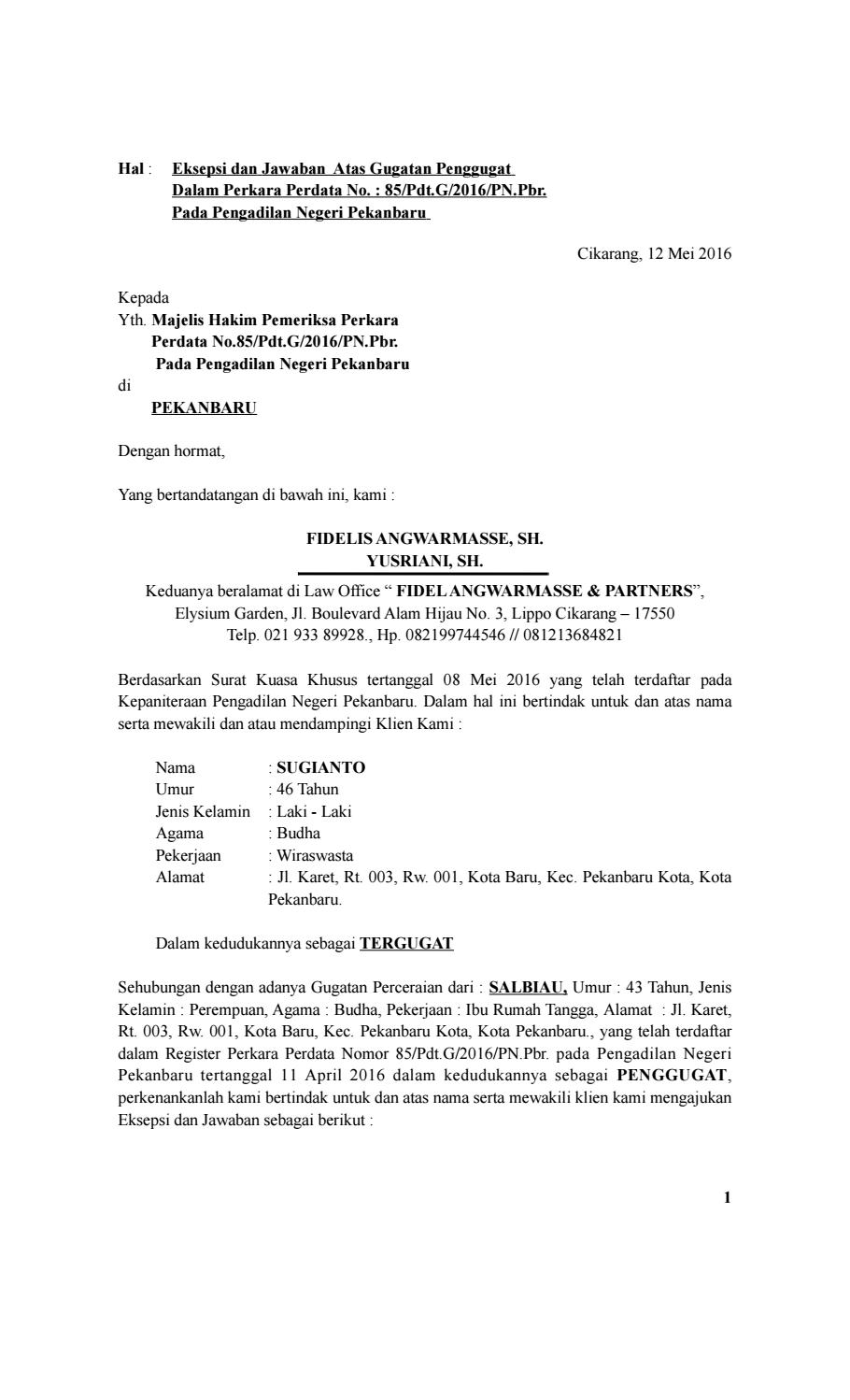 Detail Contoh Surat Permohonan Perdata Nomer 32