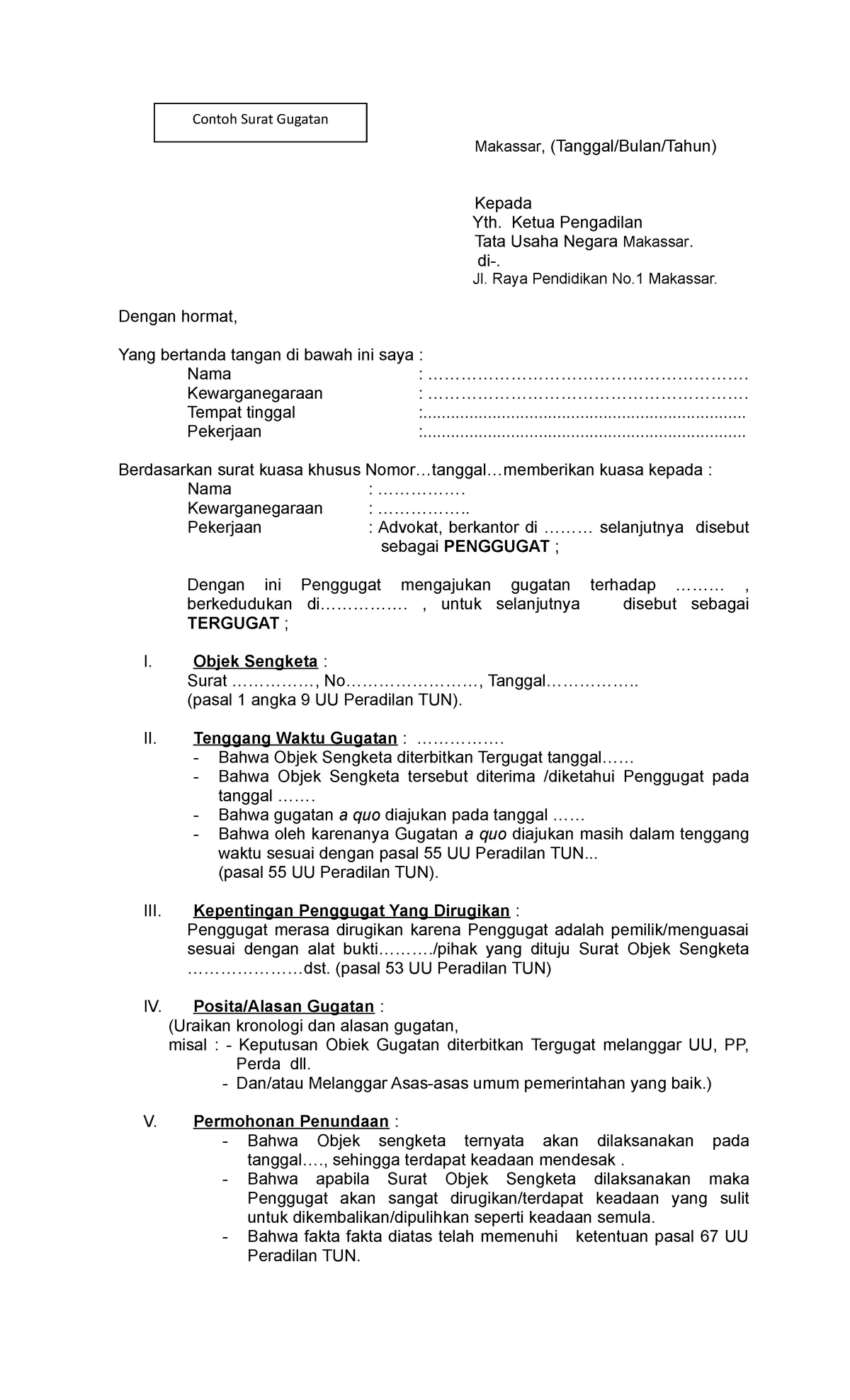 Detail Contoh Surat Permohonan Perdata Nomer 35