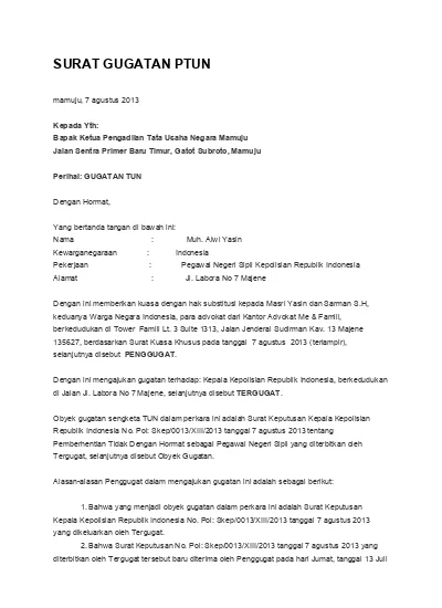 Detail Contoh Surat Permohonan Perdata Nomer 39