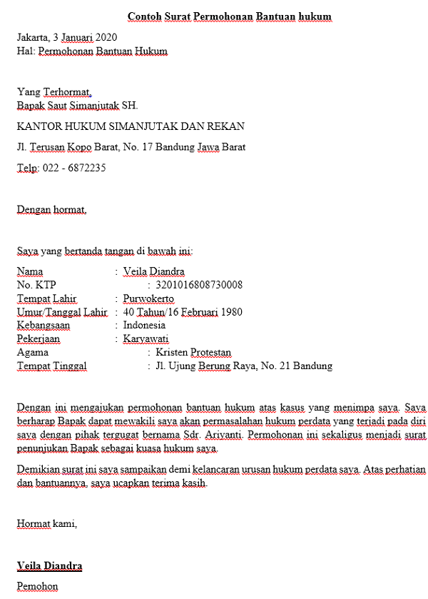 Detail Contoh Surat Permohonan Perdata Nomer 44