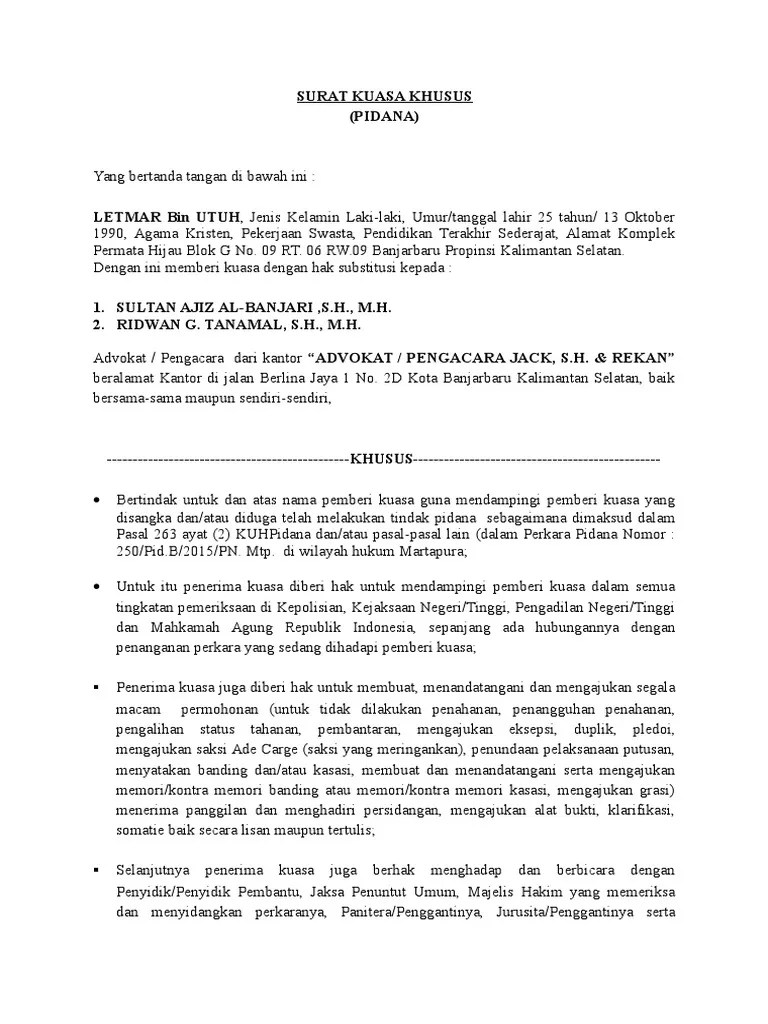 Detail Contoh Surat Permohonan Perdata Nomer 47