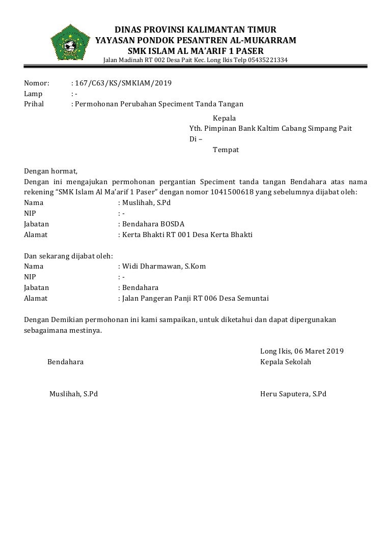 Detail Contoh Surat Permohonan Pergantian Kepala Sekolah Nomer 12