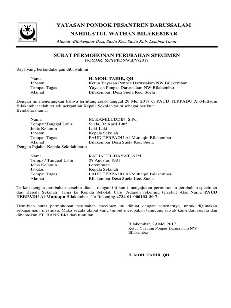 Detail Contoh Surat Permohonan Pergantian Kepala Sekolah Nomer 5