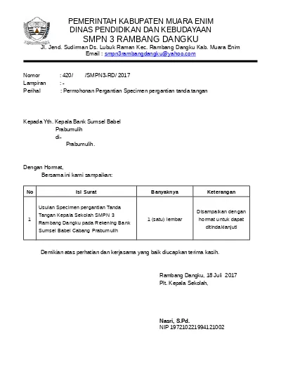 Detail Contoh Surat Permohonan Pergantian Pengurus Nomer 17