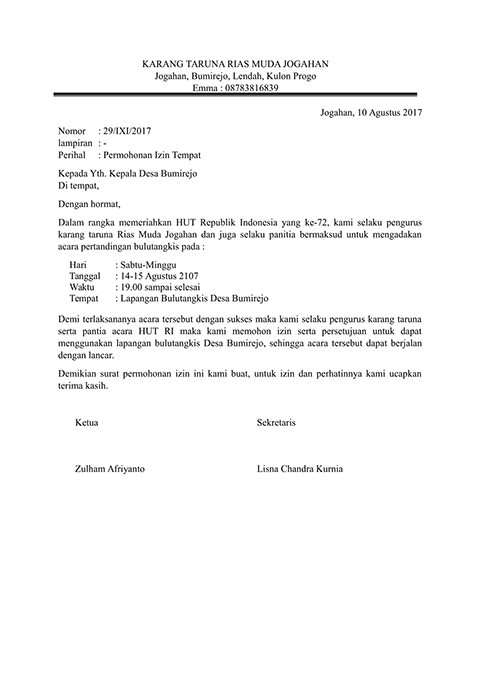 Contoh Surat Permohonan Perizinan - KibrisPDR
