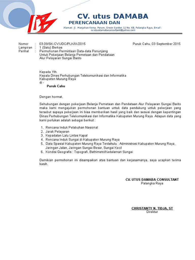 Contoh Surat Permohonan Permintaan Data - KibrisPDR