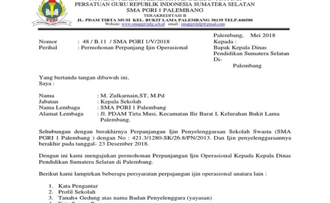 Detail Contoh Surat Permohonan Perpanjangan Izin Operasional Paud Nomer 43