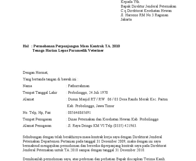 Detail Contoh Surat Permohonan Perpanjangan Kontrak Proyek Nomer 14