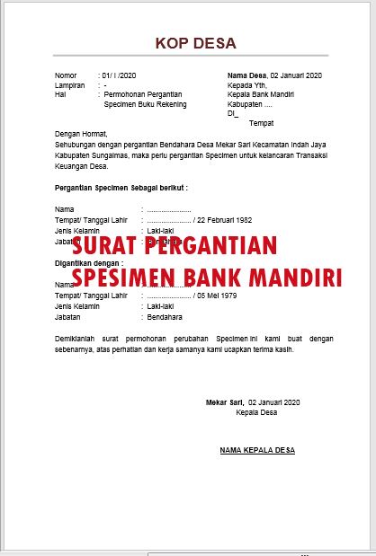 Detail Contoh Surat Permohonan Perubahan Specimen Tanda Tangan Bank Nomer 14