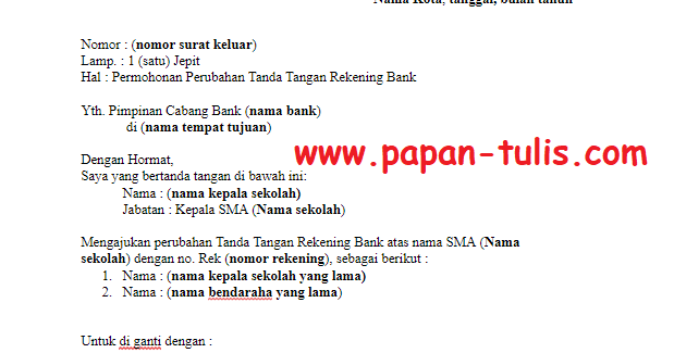 Detail Contoh Surat Permohonan Perubahan Specimen Tanda Tangan Bank Nomer 15