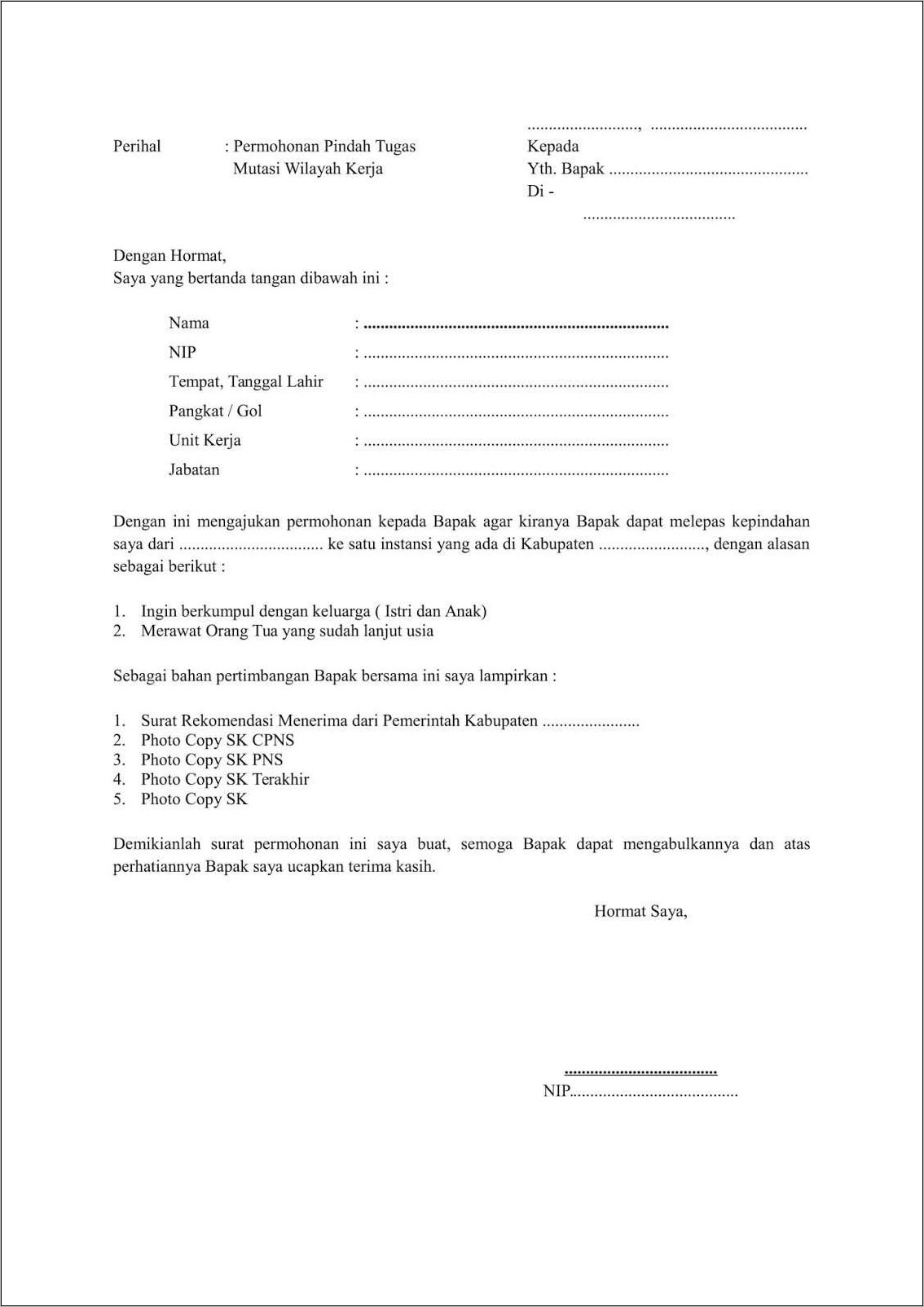 Detail Contoh Surat Permohonan Pindah Tugas Polri Nomer 27