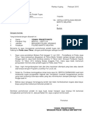 Detail Contoh Surat Permohonan Pindah Tugas Polri Nomer 4