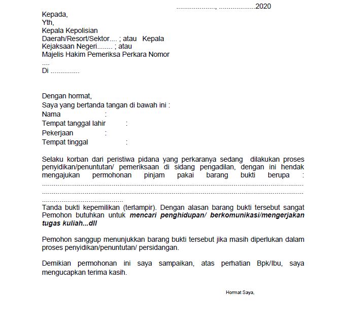 Detail Contoh Surat Permohonan Pinjaman Nomer 28