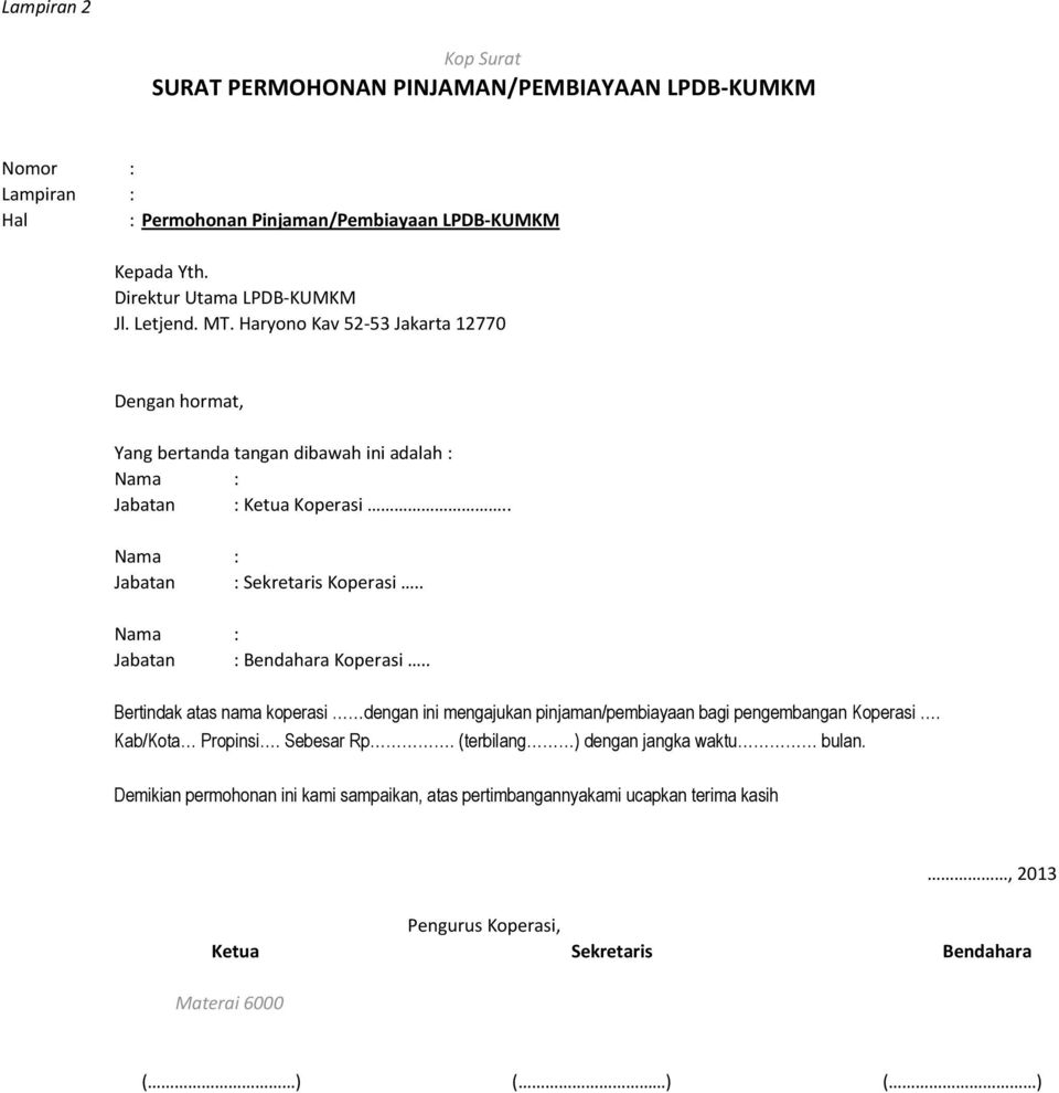 Detail Contoh Surat Permohonan Pinjaman Koperasi Nomer 29