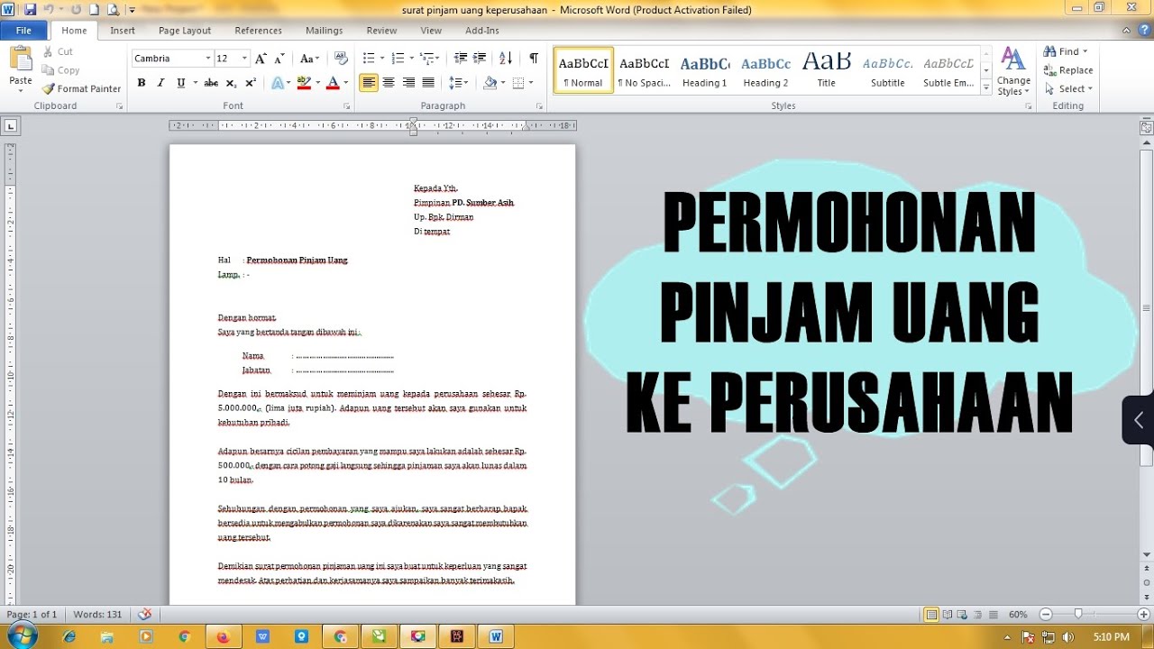 Detail Contoh Surat Permohonan Pinjaman Uang Ke Perusahaan Nomer 46